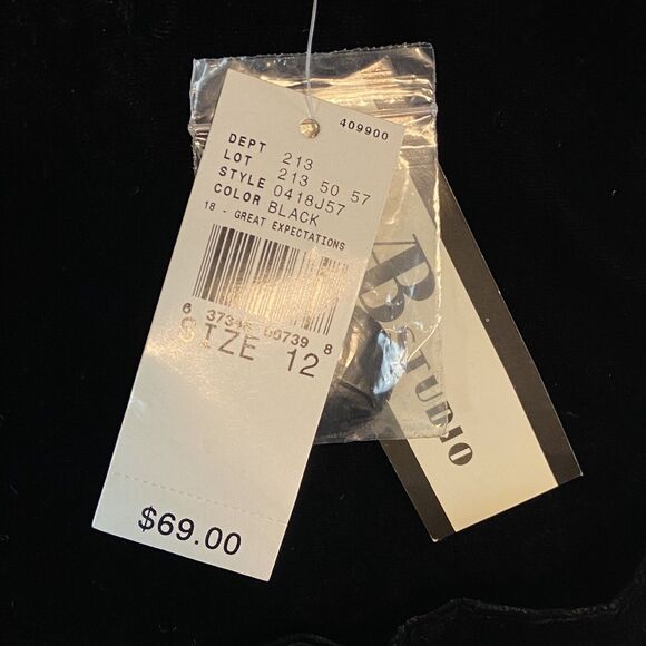 AB Studio Black Velvet Blazer Jacket Women's 12 Classic Goth Glam Dark Academia - Picture 4 of 8